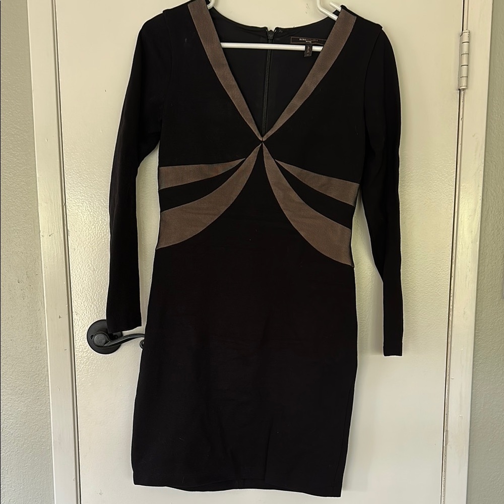 Black and Brown Long Sleeve Dress